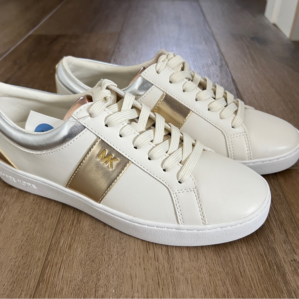 Michael Kors Women's Cream and Gold Sneakers